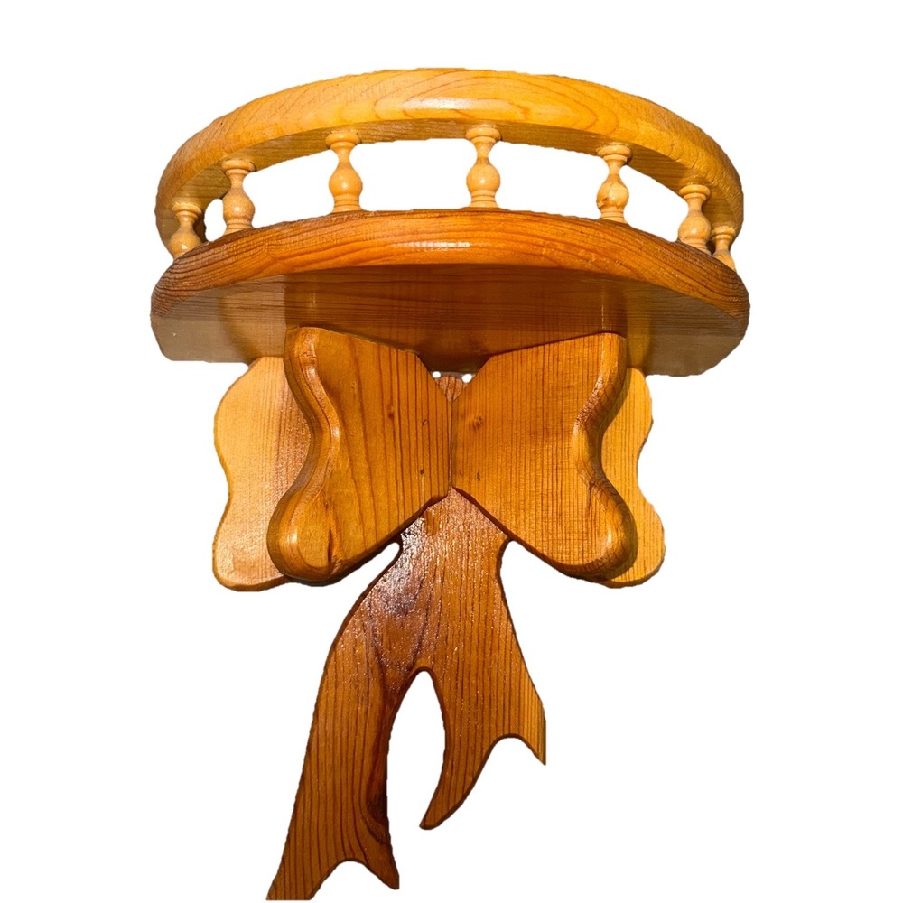 VTG Wooden Bow Tie Ribbon Hanging Shelf‎ Cottage Core Granny